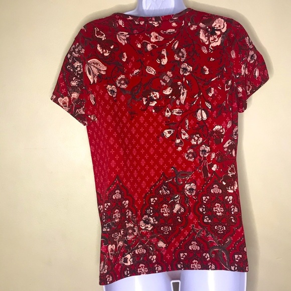Christopher&banks red floral short sleeve top - Picture 9 of 16